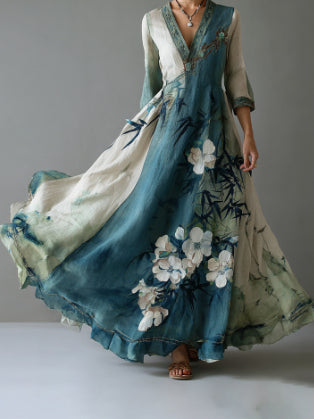 The 'Canvas' Vivid Digital Print Elegant Dress