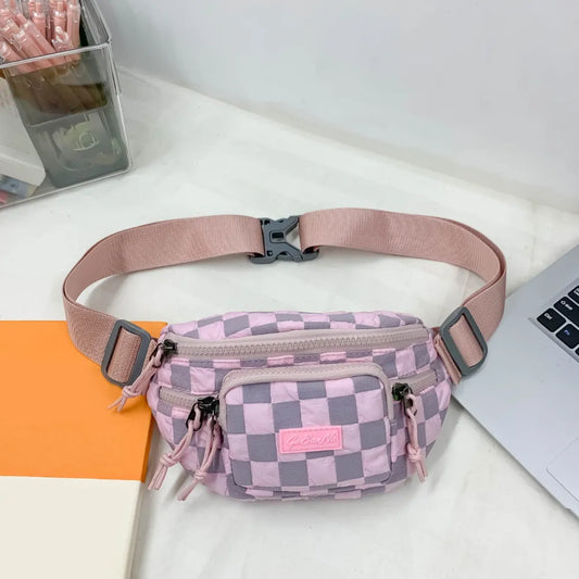 Checkered nylon crossbody bag

