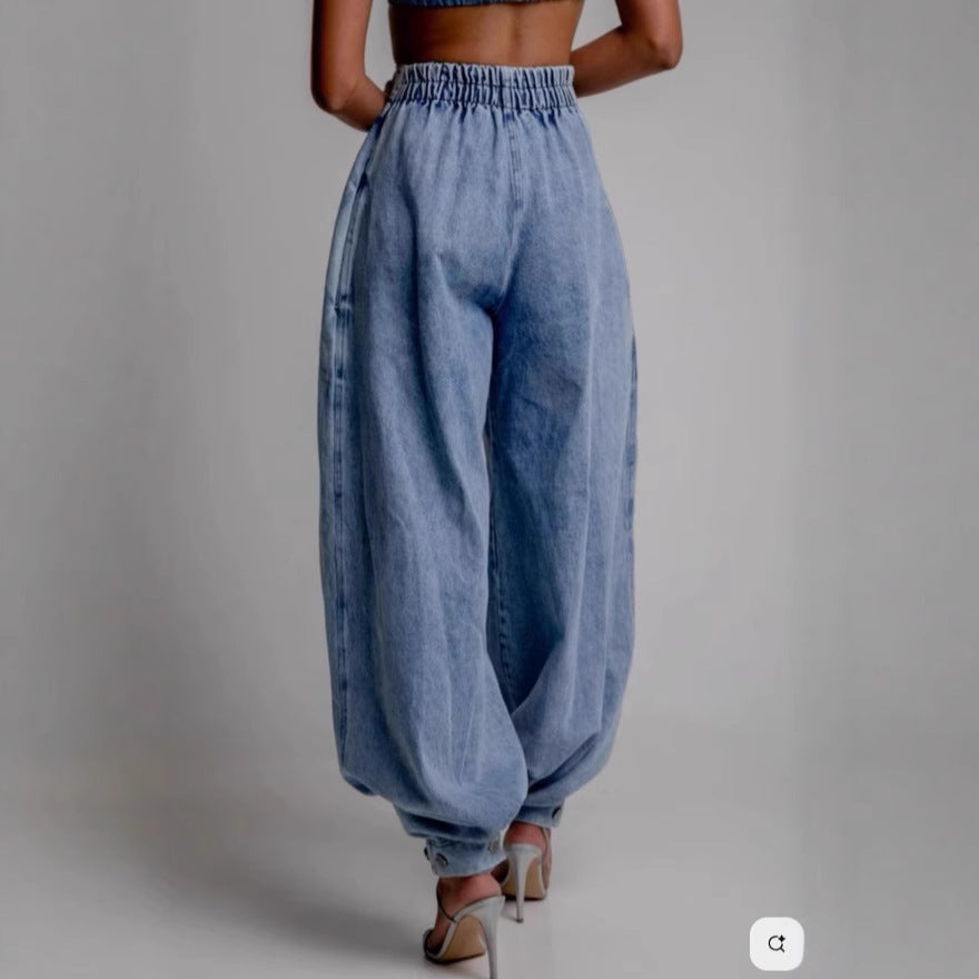 The 'Urban-Edge' High-Rise Tie-Hem Baggy Jeans