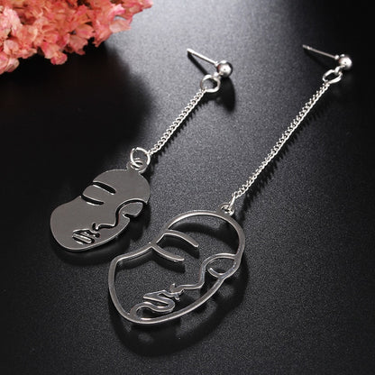 Arrival Abstract Stylish Hollow Out Face Dangle Earrings Girls Statement Drop Earrings Statement Earrings A04
