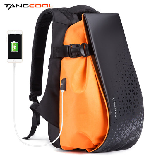 Tangcool backpack with external USB port connected to phone

