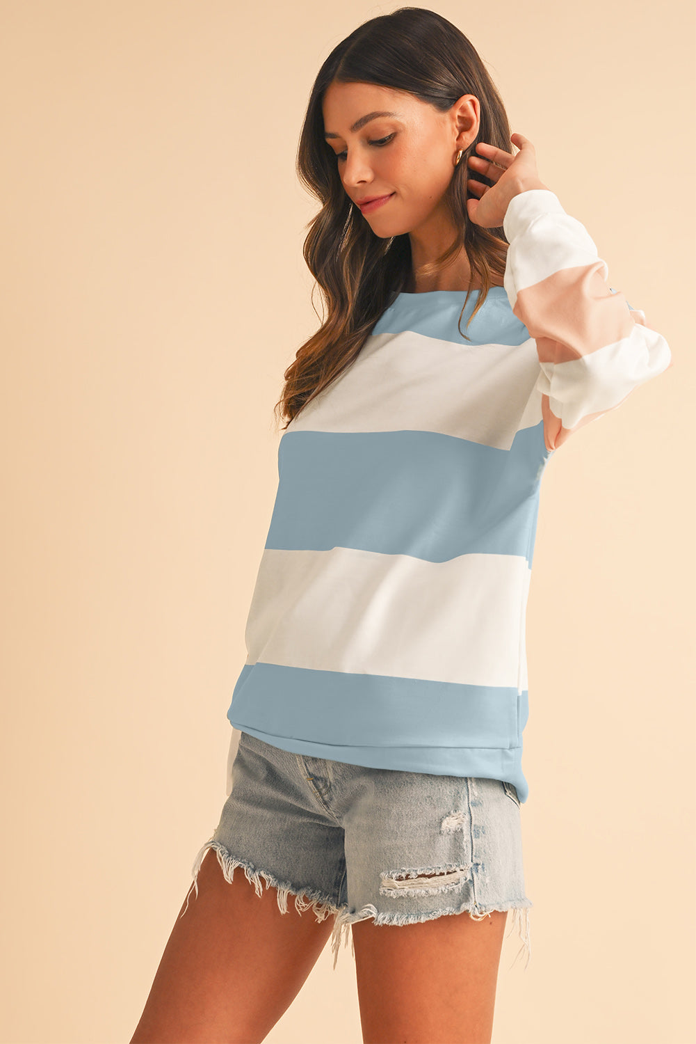 Women’s Pastel Colorblock Long Sleeve Top