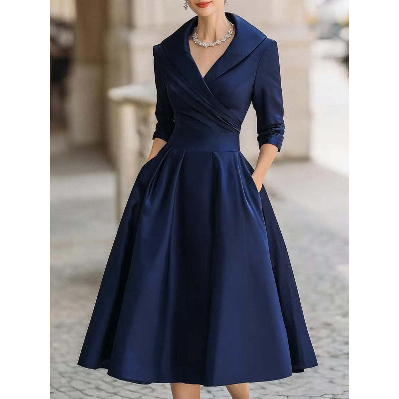The 'Regal-Sculpt' Long Sleeve Cinched Waist Formal Dress