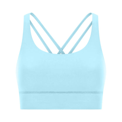 Cross back yoga bra brushed bare high-strength shock-absorbing gathering sports vest for women