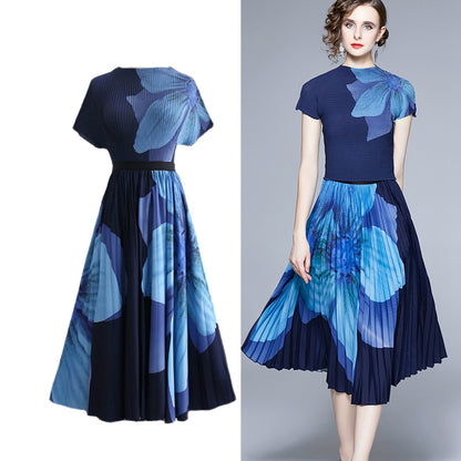 The 'Metro' Stretchy Pullover & Pleated Midi Skirt Set