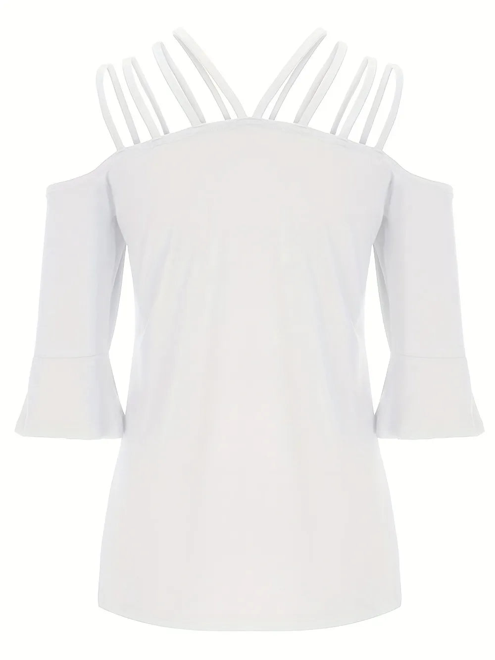 Full Size Cold Shoulder Three-Quarter Sleeve Blouse