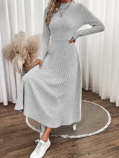 Solid color round neck jumpsuit long skirt