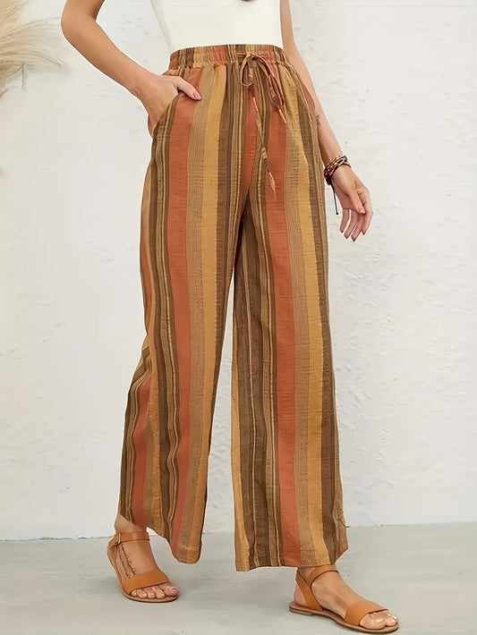 The Riviera Striped Wide-Leg Lounge Pants | Plus Size