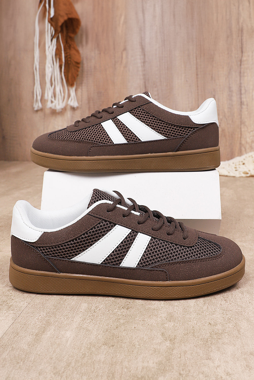 The 'Metro' Coffee Brown Patchwork Sneaker