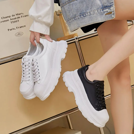 Lace-up platform sneakers front view

