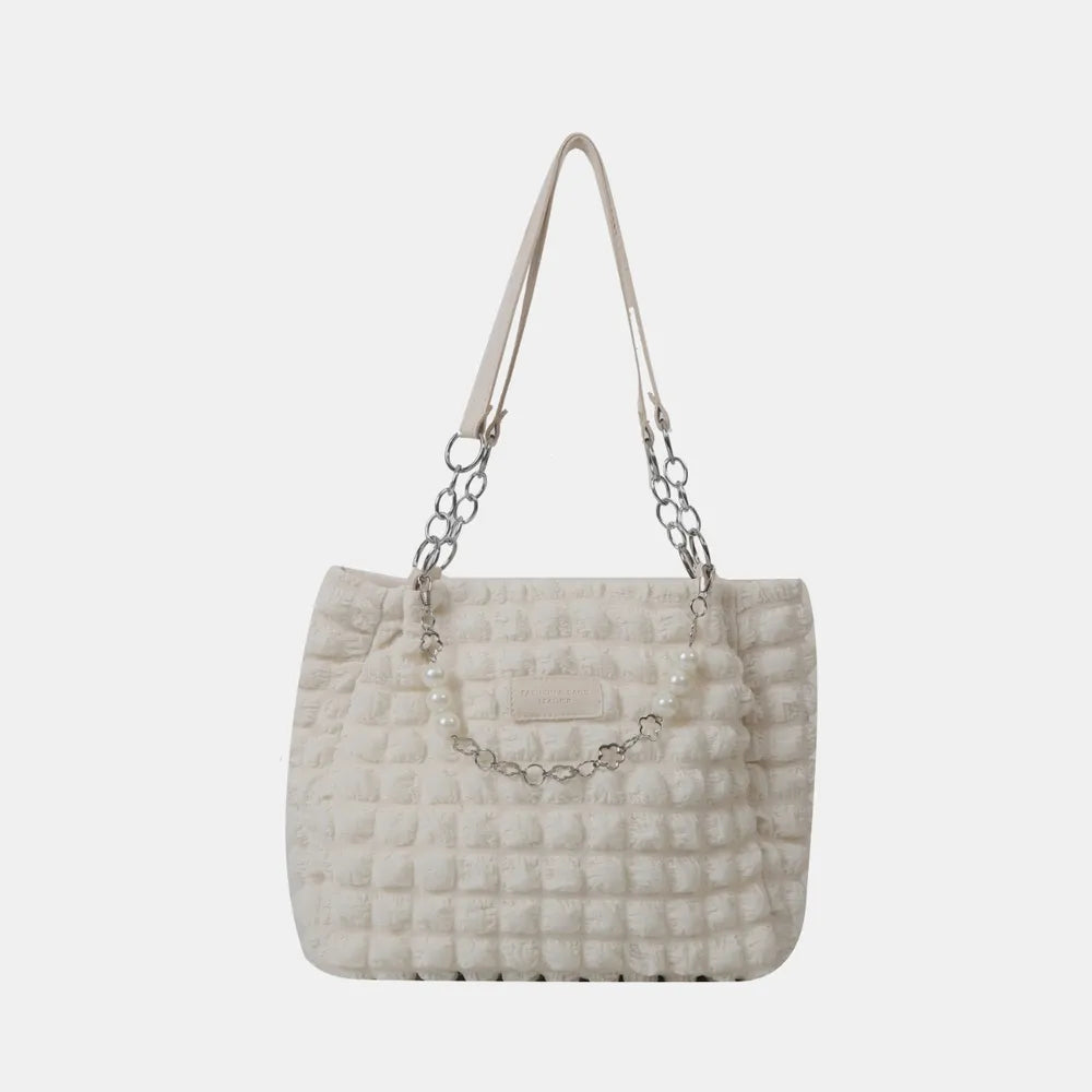 Close-up of bubble handbag texture

