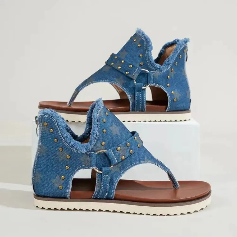Trendy slip-on sandals with studs

