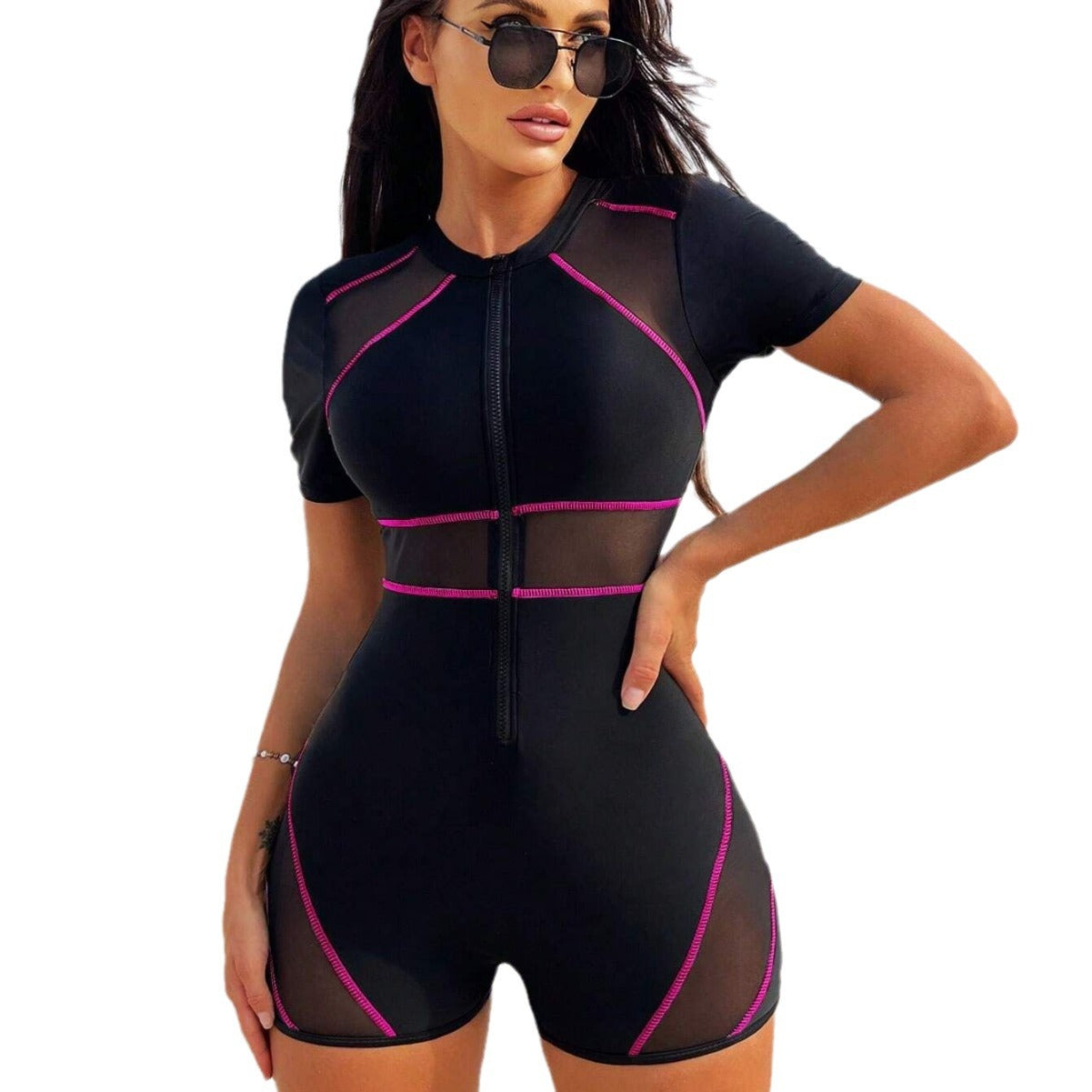 The 'Active-Chic' Mesh-Paneled Sculpting Surf Suit
