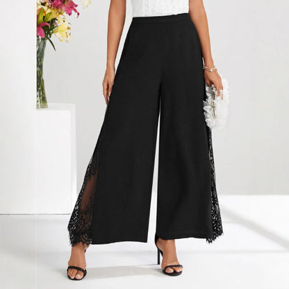 The 'Aria-Lace' High-Rise Fluid Wide-Leg Trousers