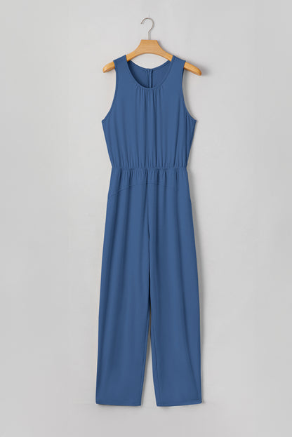 The 'Coastal-Breeze' Pleated Sleeveless Jumpsuit