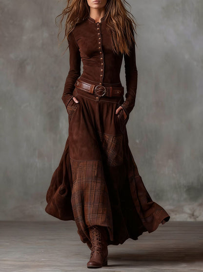 The 'Heritage' Plaid Patchwork Velvet Dress