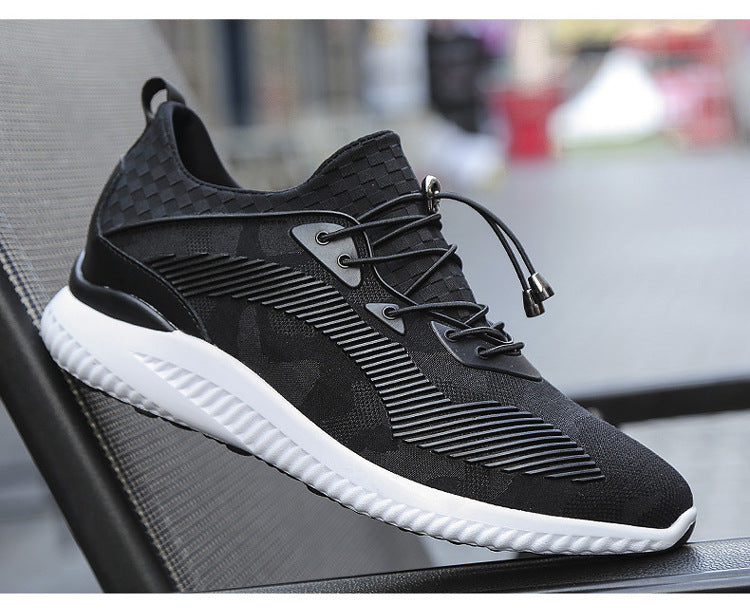 Internal height increasing men's shoes 8CM sports shoes with thick sole and no lace up invisible height increasing shoes