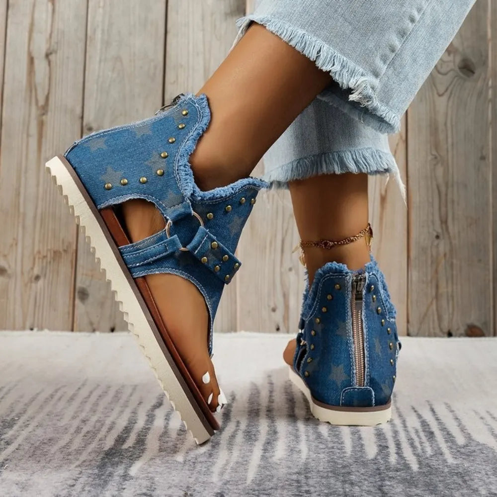 Raw hem detail on summer sandals

