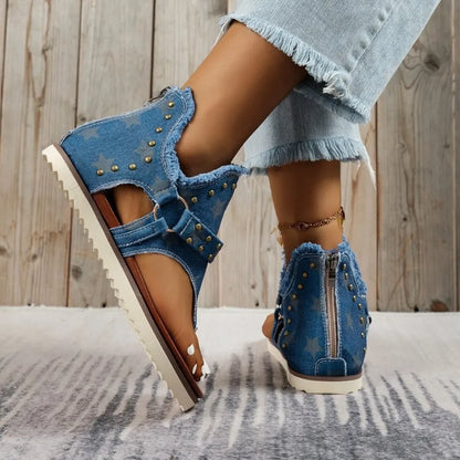 Raw hem detail on summer sandals

