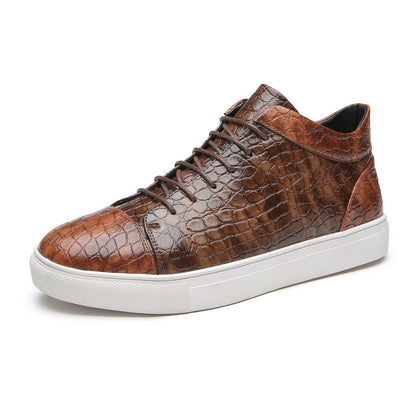 The 'Luxe-Step' Croc-Embossed Mid-Top Sneaker