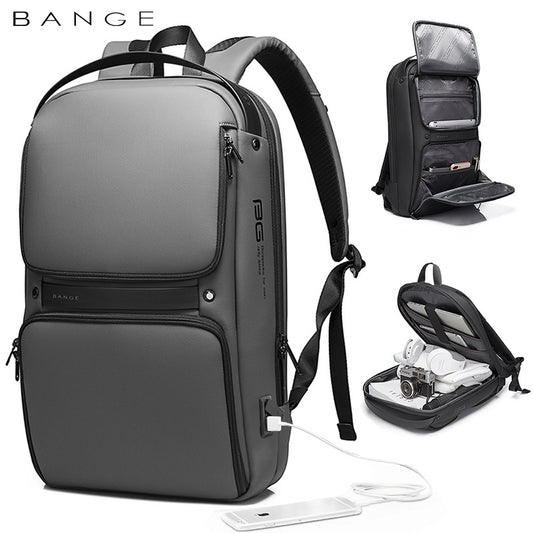 Front view of BANGE waterproof laptop backpack

