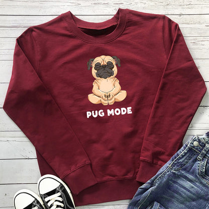 PUG MODE letter printed hoodie