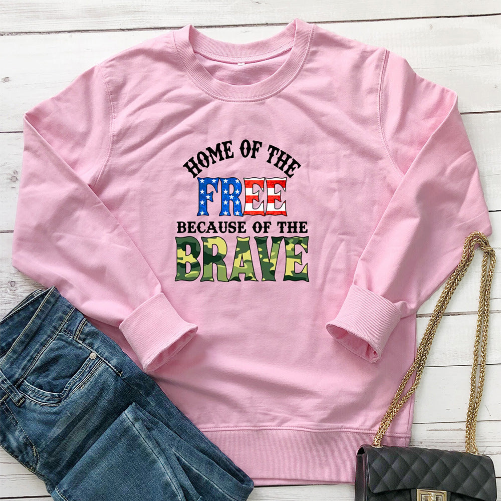 FREE BRAVE letter colored printed hoodie