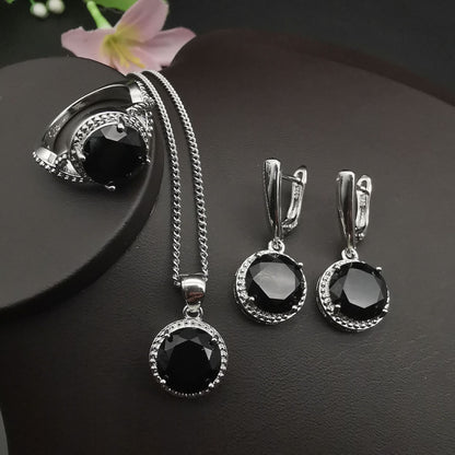 European And American Style Jewelry Round Diamond 4 PCs Set