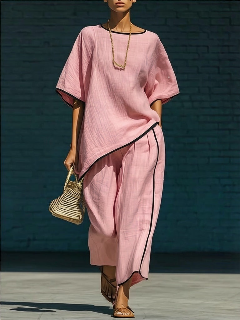 Casual Resort-Style Fashionable Loose Two-Piece Set For Women