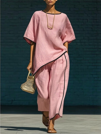 Casual Resort-Style Fashionable Loose Two-Piece Set For Women