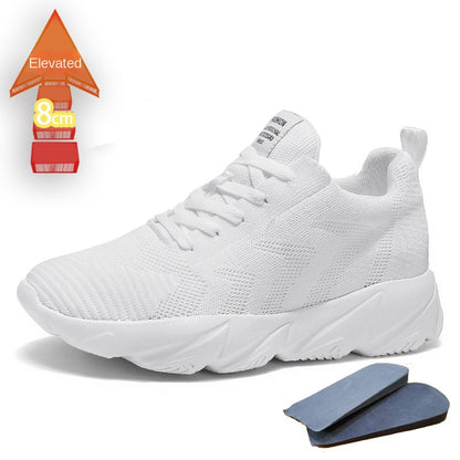 Height-Enhancing 8CM Men's Shoes, Sports Shoes, Spring and Summer Mesh Casual Shoes, Trendy Shoes, Soft Sole Travel Shoes, Student Running Shoes for Men
