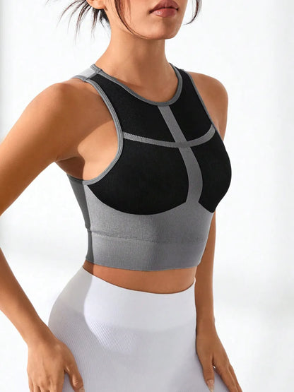 Fitness model in active tank top during stretching


