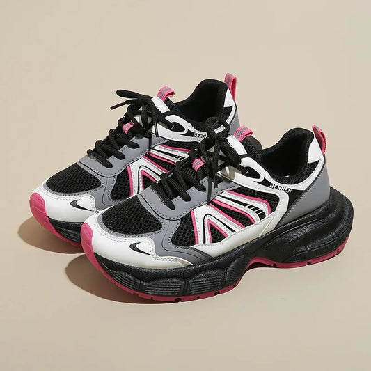 Lace-up platform athletic shoes

