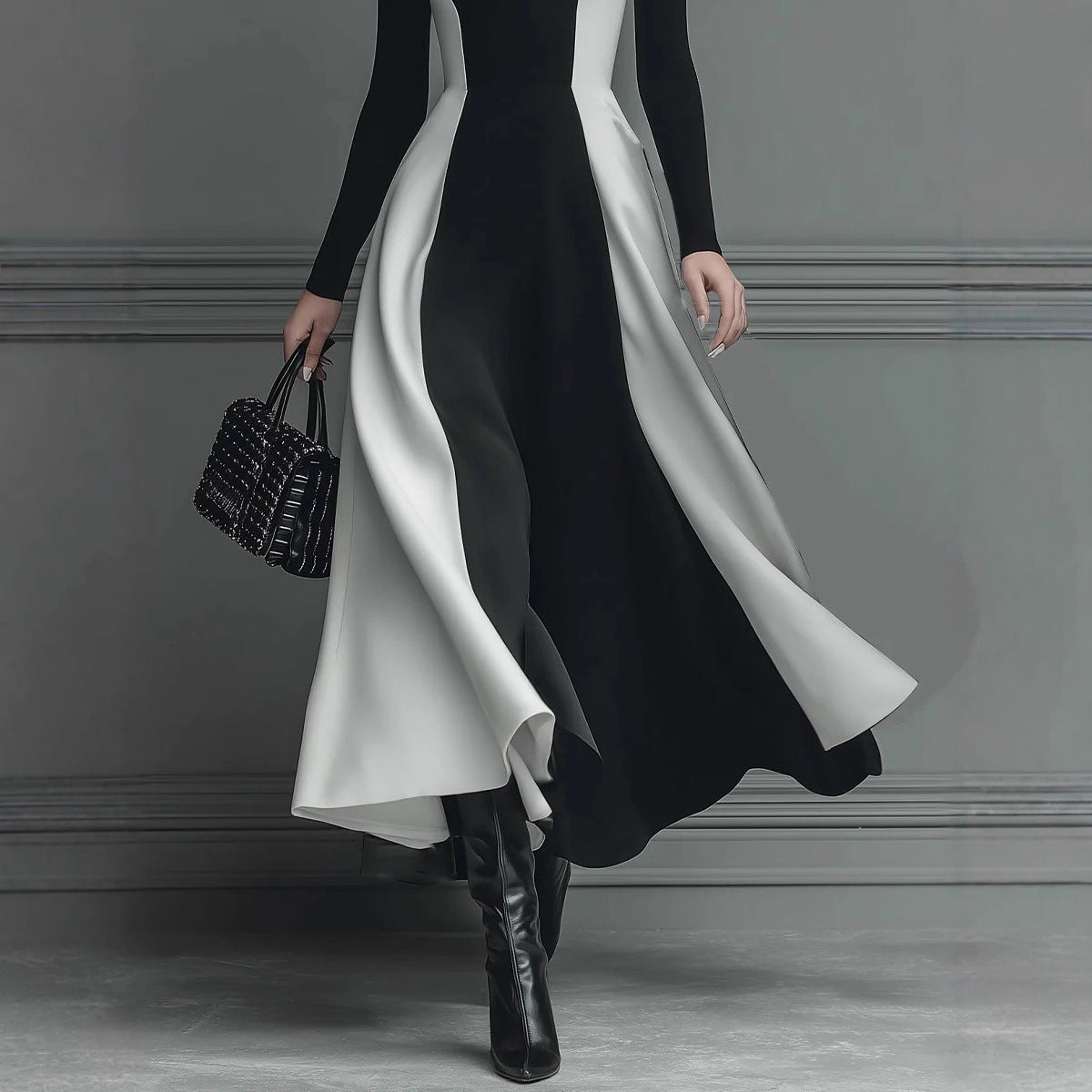 The 'Mod-Chic' Color-Block Turtleneck Knit Dress