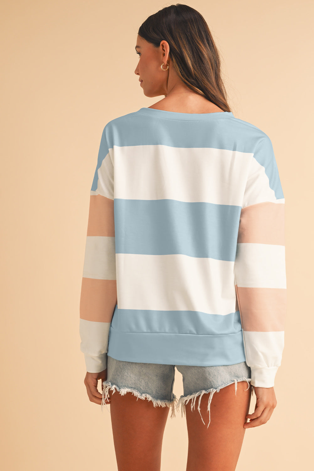Women’s Pastel Colorblock Long Sleeve Top