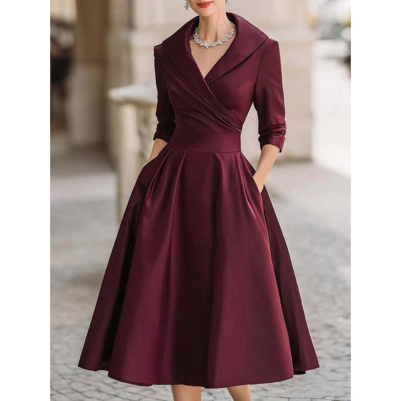 The 'Regal-Sculpt' Long Sleeve Cinched Waist Formal Dress