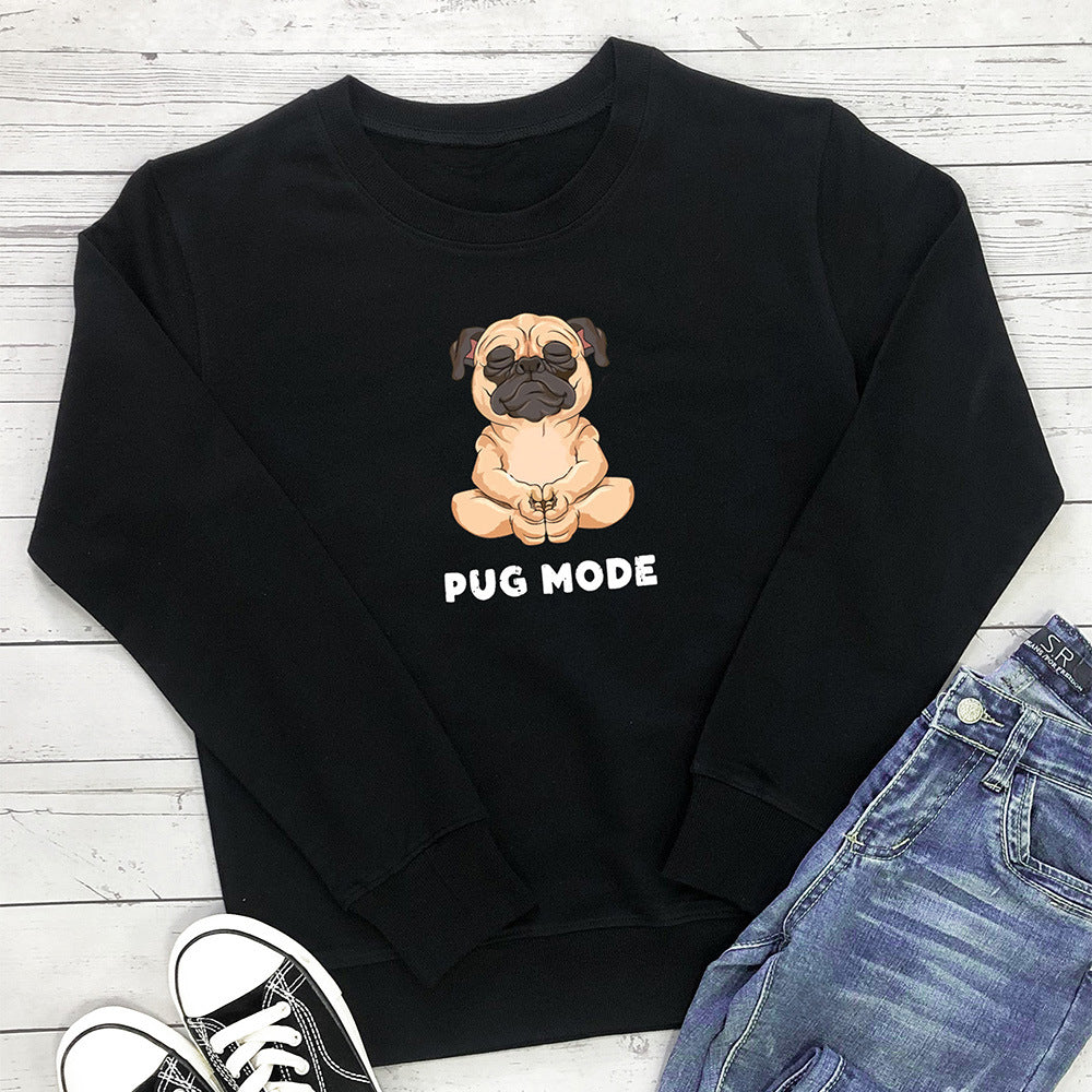 PUG MODE letter printed hoodie