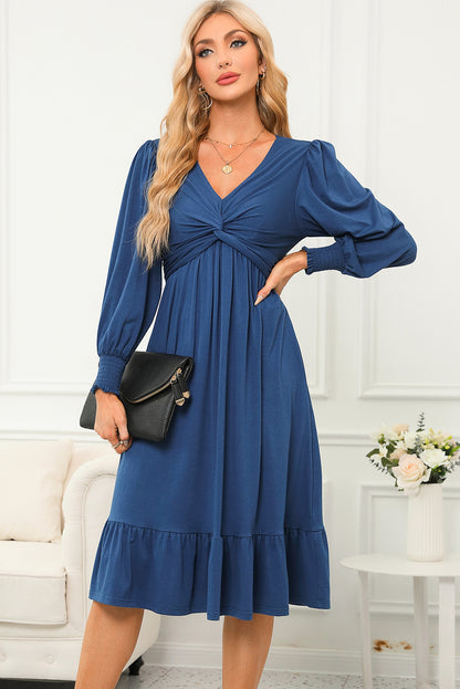 The 'Coastal-Romance' Twist-Front Ruffle Dress