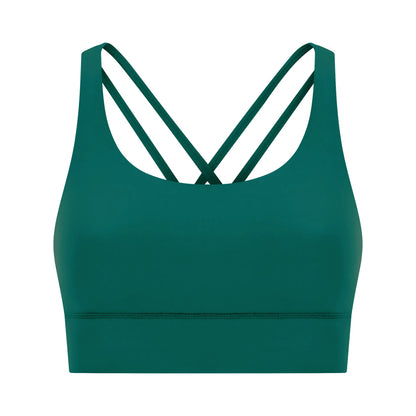Cross back yoga bra brushed bare high-strength shock-absorbing gathering sports vest for women