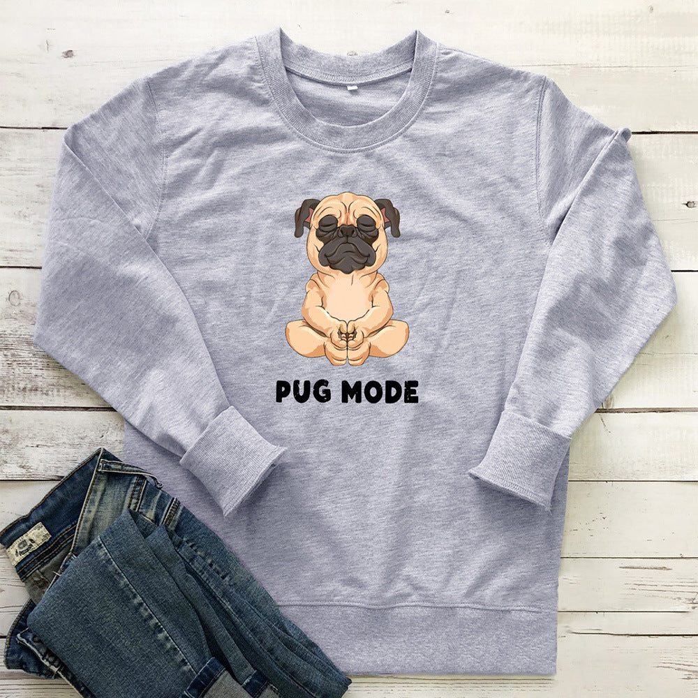 PUG MODE letter printed hoodie