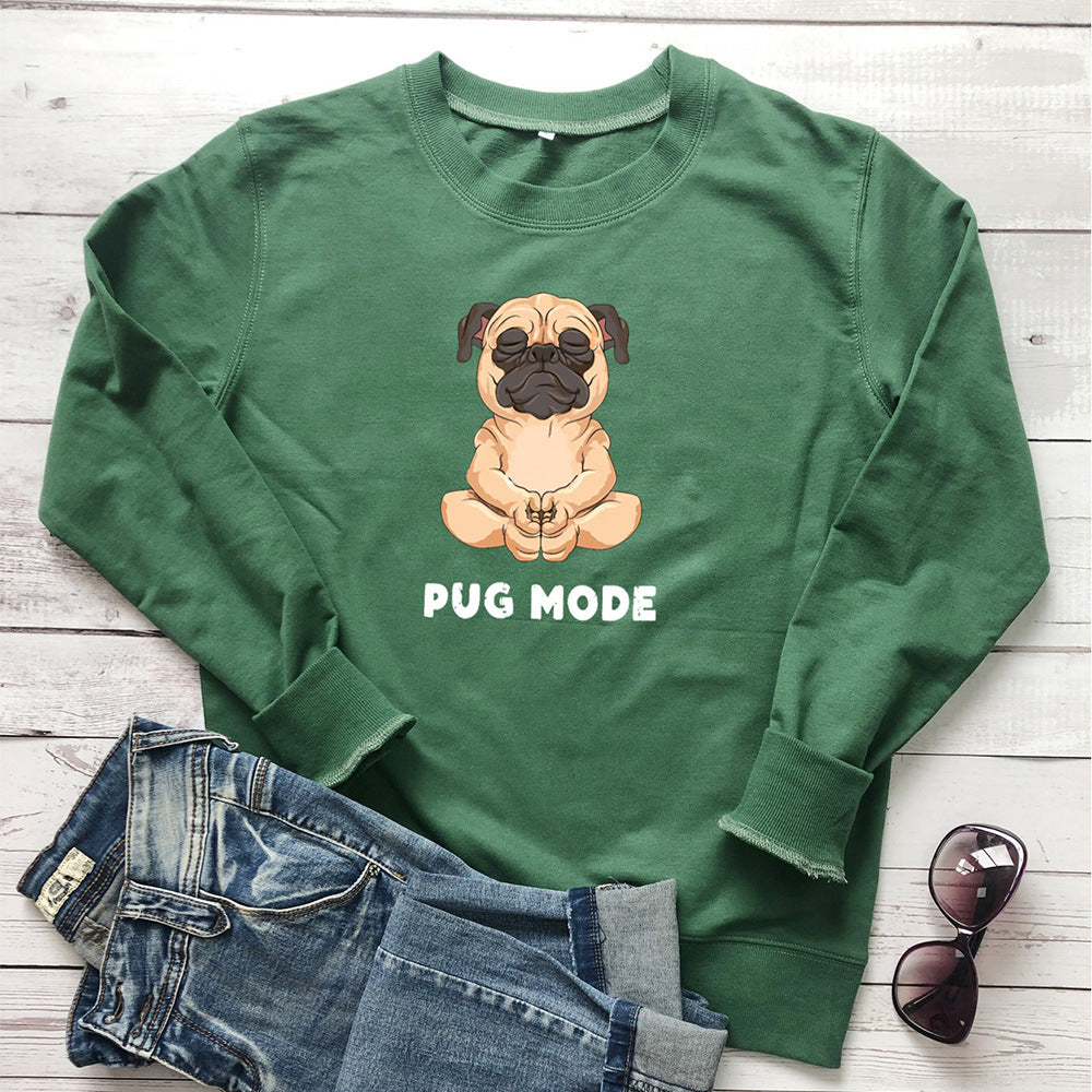 PUG MODE letter printed hoodie