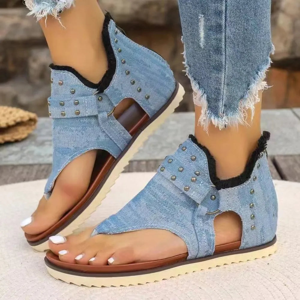 Summer sandals with metal stud accents

