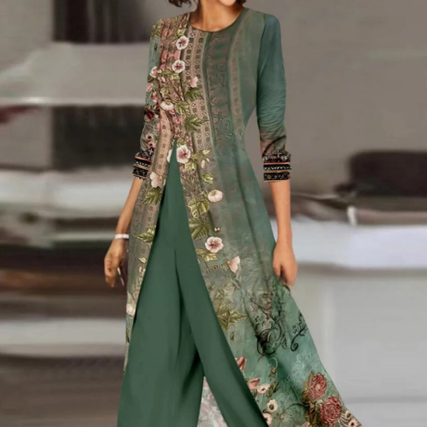 The 'Modern-Muse' High-Slit Tunic & Trouser Set