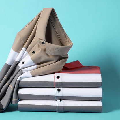 The 'Prestige' Men's Cotton Striped Business Polo