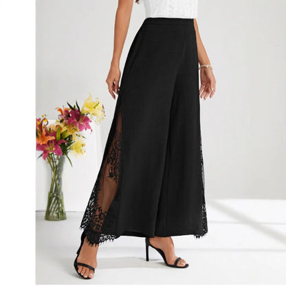 The 'Aria-Lace' High-Rise Fluid Wide-Leg Trousers