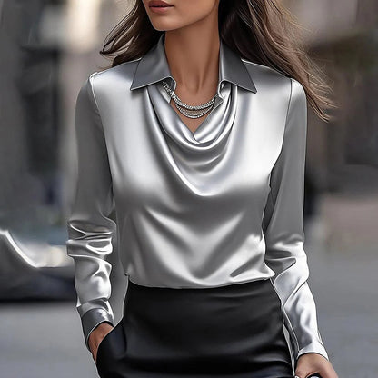 The 'Sophia' Ruched Lapel Elegance Blouse