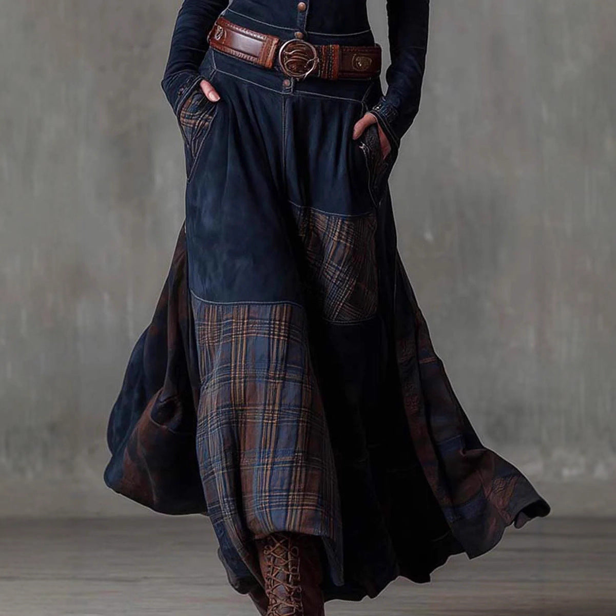 The 'Heritage' Plaid Patchwork Velvet Dress