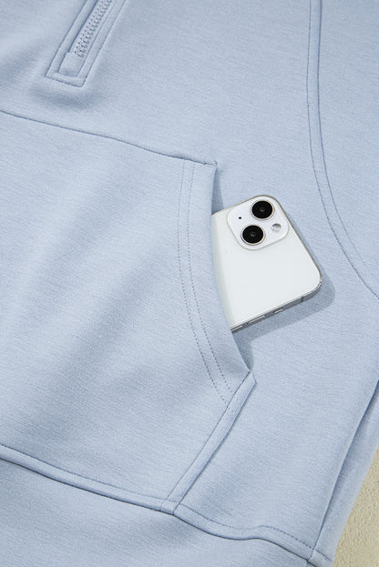 Jet Stream Half Zip Thumbhole Sleeve Hoodie Active Pants 2pcs Outfit