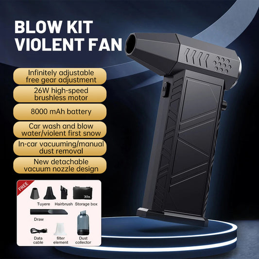 360,000 RPM Mini Turbo Jet Violent Fan   High - Speed Brushless Handheld Duct Cleaning Fan