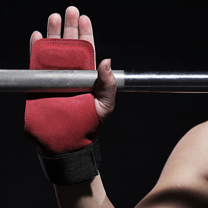 Adjustable weightlifting wrist wraps with leather grip

